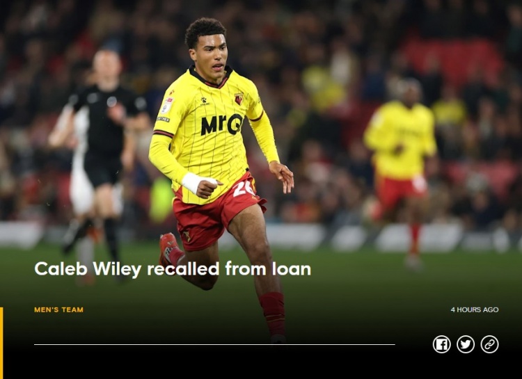 球速体育直播-官方：切尔西召回美国左后卫威利，球员之前租借效力沃特福德